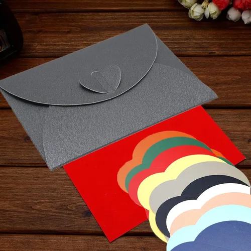 Vista 6 de 32 piezas de sobres mini con cierre de corazón, sobres pequeños y bonitos en negro, lindos porta tarjetas de regalo para cartas de amor y notas