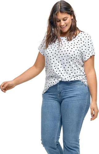 Vista 5 de Ellos Camiseta de manga casquillo estampada de talla grande para mujer
