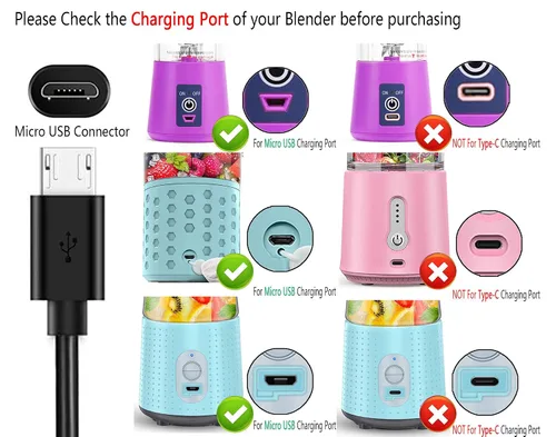 Vista 3 de PopBabies/Supkitdin/Aoozi - Cable de carga portátil para licuadora, cable de carga USB compatible con licuadoras portátiles