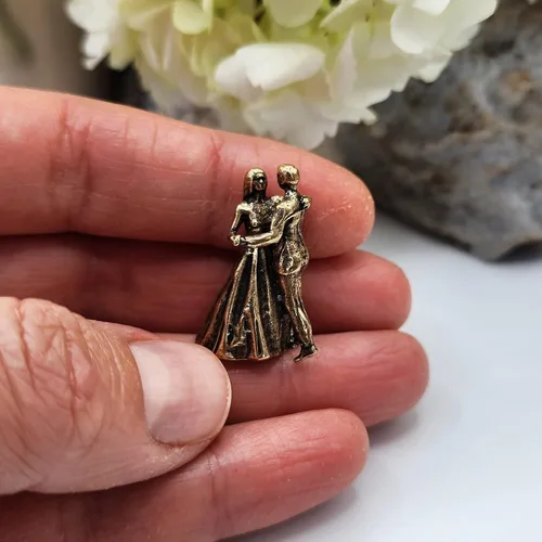 Vista 8 de Escultura en miniatura de pareja bailarina, hecha a mano, de latón, coleccionable, elegante, de pie