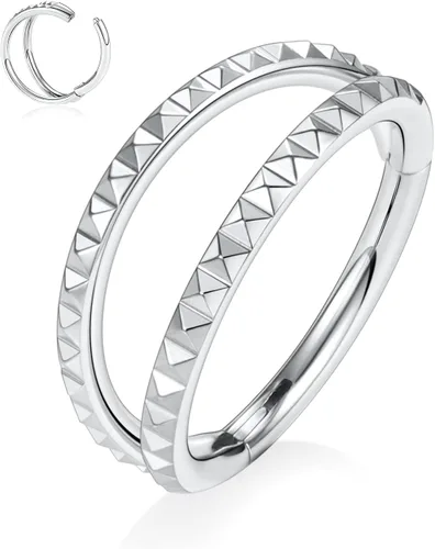 Vista 28 de Anillo Clicker de Acero Quirúrgico 316L para Tabique Nasal, Aro para Nariz, Aro Durmiente, Pendiente de Aro, Hélix, Rook, Conch, Cartílago, Daith