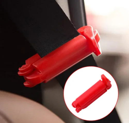 Vista 2 de 3 piezas de clip de hebilla para cinturón de seguridad de coche, cinturón de seguridad para asiento de bebé, clips antideslizantes (rojo 3 piezas)