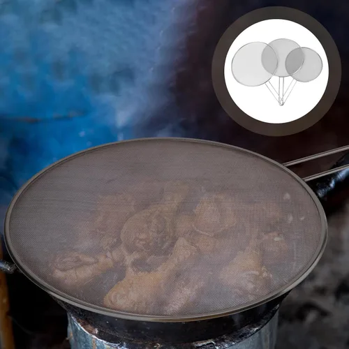 Vista 7 de Splatter Screen Guards Flat Mesh 3pcs Stainless Steel for Frying Pans