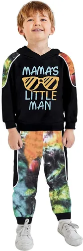 Vista 4 de KANGKANG Conjunto de sudadera de manga larga con estampado de letras para niños pequeños, conjunto de pantalones con estampado de dinosaurio