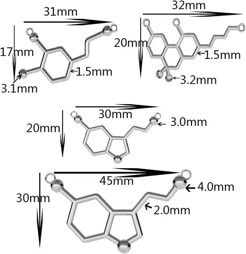Vista 3 de Collar de dopamina, serotonina, Thc, molécula para mujer, juego de 8 piezas, ciencia médica, química, dijes, accesorios para hacer joyas