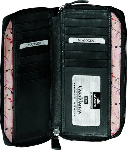 Vista 3 de Mancini Leather Goods Casablanca Colección Embrague RFID doble cremallera para mujer