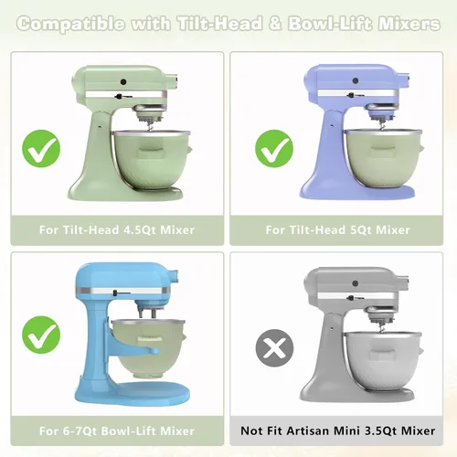 Vista 6 de Accesorio para máquina de helado para batidora de pie KitchenAid, tazón para helado para KitchenAid de 4.5QT/ 5QT/ 6QT, máquina de sorbete y gelato