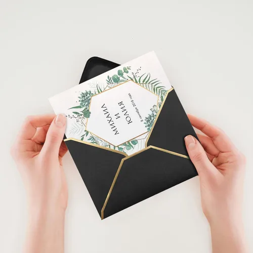 Vista 5 de 50 sobres de invitación de lujo, sobres negros de 5 x 7 pulgadas para boda, graduación