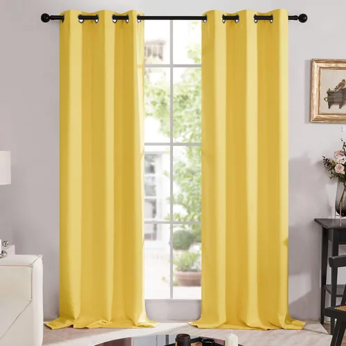 Vista 212 de Deconovo Cortinas opacas 100% con forro negro, cortinas con ojales aisladas térmicamente que reducen el ruido, doble capa para oscurecer