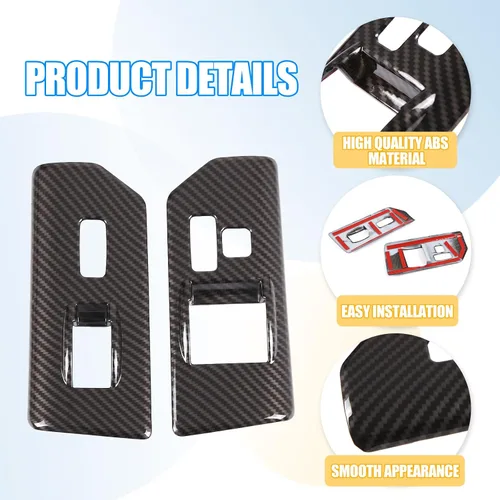 Vista 6 de Marco decorativo para ventana de automóvil con botón de elevación para Toyot@ FJ Cruiser 2007-2021, accesorios de interruptor de elevación
