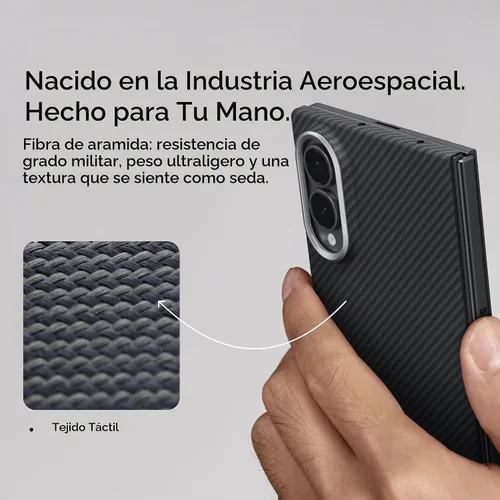 Vista 4 de pitaka Funda para Z Fold 8, sensación sin funda, tejido de aramida, negro Negro/Gris (Sarga)