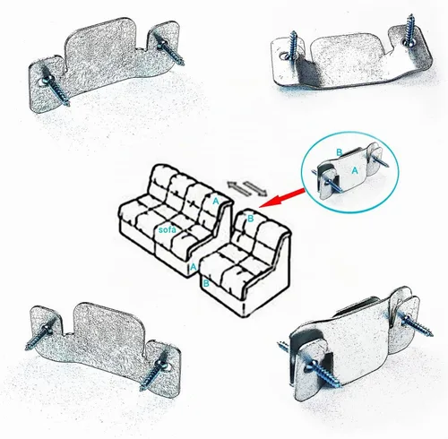 Vista 6 de Cerpourt Conectores de metal para sofá seccional de muebles, soporte de software de cierre de sofá seccional con tornillos para sofá biplaza