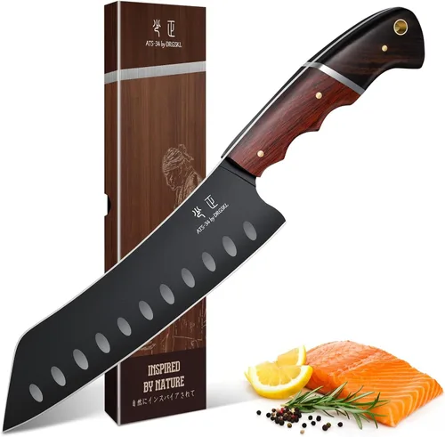 Vista 13 de DRGSKL - Cuchillo utilitario de cocina de Japón - Cuchillo pequeño de chef de 5 pulgadas forjado de una sola pieza de acero de alto carbono ATS-34