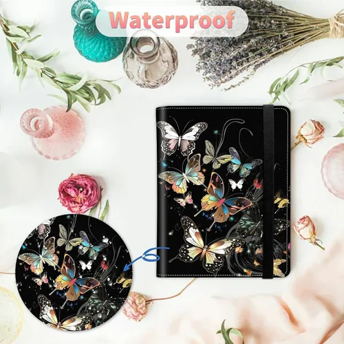 Vista 4 de Álbum de fotos de mariposa de 5 x 7 pulgadas, 120 bolsillos con banda elástica fuerte, pequeña carpeta protectora de hojas de álbumes para fotos
