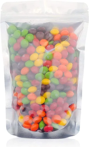 Vista 10 de 100 bolsas de Mylar resellables con ventana frontal transparente, embalaje comestible a prueba de olores, bolsas verticales para almacenamiento