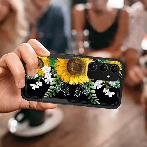 Vista 103 de Funda para Galaxy A14 5G, resistente de doble capa híbrida de policarbonato duro, goma suave, a prueba de golpes, funda protectora resistente