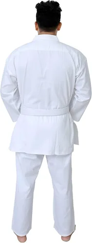 Vista 3 de Traje de Karate G4 GI Aikido Entrenamiento Adulto Estudiante Uniforme Conjunto Cinturón Libre Negro Blanco