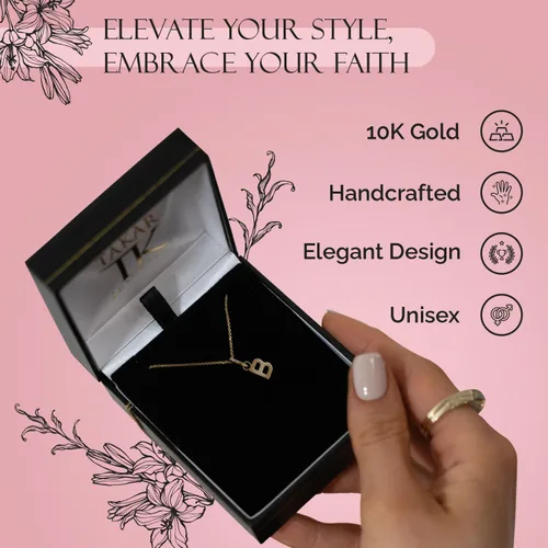 Vista 6 de Colgante de oro amarillo sólido de 10 quilates personalizado mini letra inicial A-Z