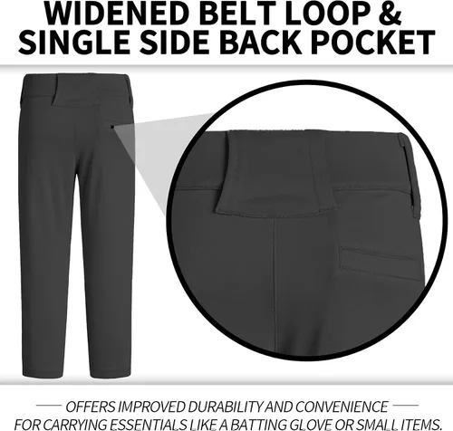 Vista 5 de QBK 2T 3T 4T 5T to 17 años Niños Pantalones de Béisbol Pantalones Pantalones de Softbol Niños Tee Ball Pantalones Negro