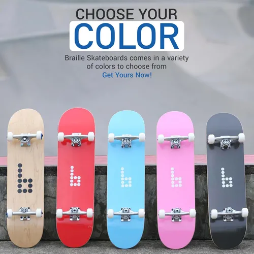 Vista 6 de Braille - Patineta completa para adultos, adolescentes, niños y niñas, patineta estándar para trucos, patineta profesional de 31.5 pulgadas