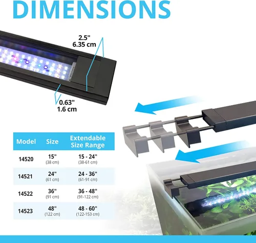 Vista 7 de Fluval Plant 3.0 LED para acuario con plantas, iluminación de 22 vatios, 38-61 centímetros