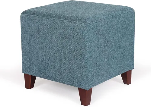 Vista 9 de Adeco Simple British Style Cube Reposapiés otomano banco reposapiés, 16x16x16, azul