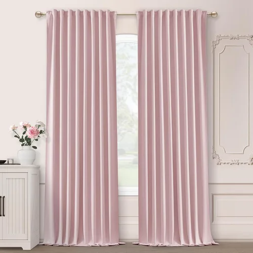 Vista 44 de SHINELAND Cortinas opacas cortas para ventanas de dormitorio, cortinas de baño, 45 pulgadas de largo