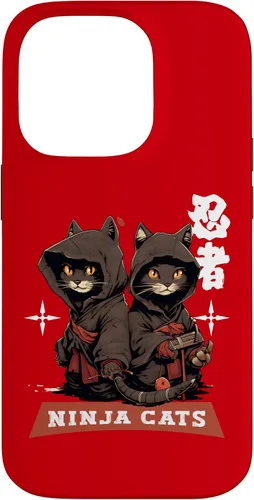 Vista 17 de iPhone 16 Kawaii Japanese Writing Samurai Ninja Cats Samurai Case
