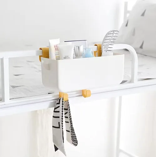 Vista 2 de Organizador de plástico para colgar en la mesita de noche, organizador de estante de almacenamiento para teléfono, lentes, botellas, suministros