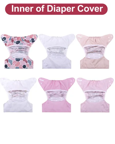 Vista 7 de babygoal - Juego de 6 fundas para pañales de tela con bolsa húmeda para pañales ajustables y predoblados con doble refuerzo, ajustables