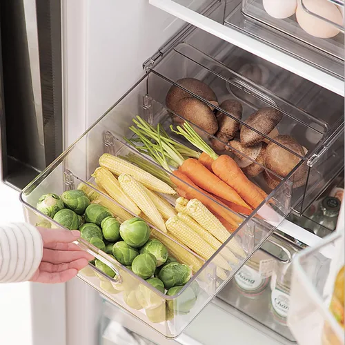 Vista 10 de LALASTAR Paquete de 2 organizadores de refrigerador con cajón extraíble, organizador apilable para congelador, organización y almacenamiento