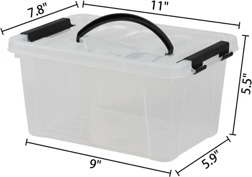Vista 2 de Caja de almacenamiento de plástico de 6 litros, contenedor de almacenamiento transparente con tapas, juego de 6