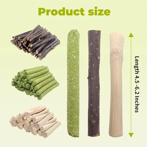 Vista 6 de Palitos de manzana de 8.82 oz de madera molar natural, juguetes para animales pequeños, conejos, conejos, hámster, rata, chinchillas