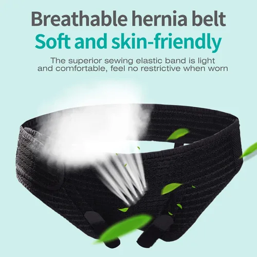 Vista 4 de lefeke Cinturones de hernia para hombres, inguinal, soporte de hernia para aliviar el dolor de ingle, armadura de hernia para bilateral, protector
