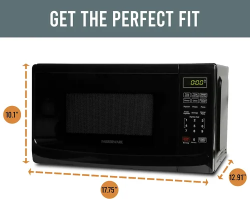 Vista 7 de BLACK+DECKER BCRK17B - Refrigerador compacto Energy Star de una sola puerta con congelador, 1.7 pies cúbicos, negro y microondas Farberware