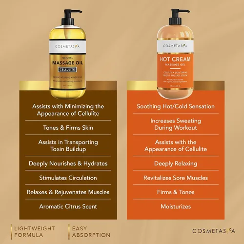 Vista 5 de Aceite de masaje para celulitis y crema caliente, aceite y gel para celulitis 100% natural, altamente absorbente, reafirma, tonifica, tensa e