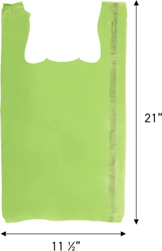 Vista 2 de SSWBasics Bolsas de plástico verde lima para camisetas - Caja de 1,000