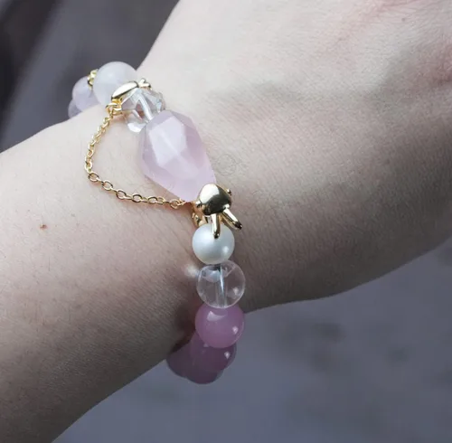 Vista 228 de Precious Gemstone Natural Crystal Healing Bracelet, Rutilated Quartz, Moonstone, Quartz Handmade Original Design Bracelet