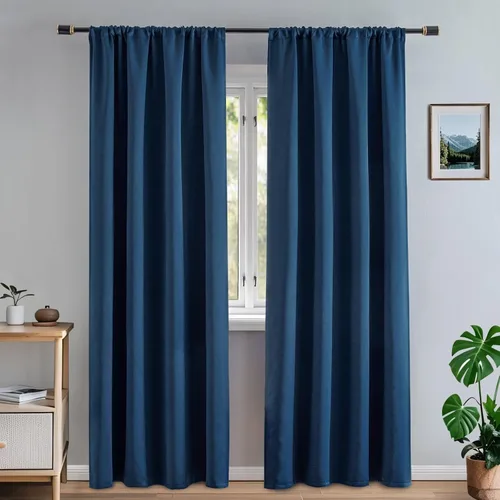 Vista 12 de Cortinas opacas para sala de estar, cortinas 100% opacas de 90 pulgadas de largo, juego de 2 paneles de 2 paneles, con aislamiento térmico, pestaña