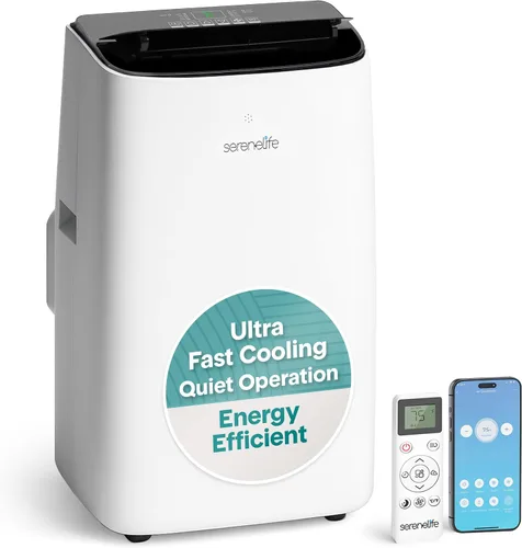 Vista 17 de SereneLife Aire acondicionado portátil de 8000 BTU con WIFI Enfriamiento 3 en 1, ventilador y deshumidificador Temporizador de 24 horas de hasta