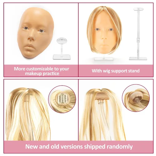 Vista 8 de Cara de práctica de maquillaje para niños, cabezal de entrenamiento de silicona 5D con kit completo, kit de práctica de maquillaje reutilizable