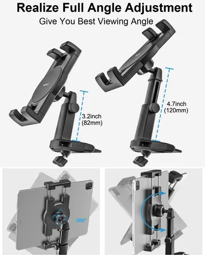 Vista 4 de Soporte para tablet con ranura de CD para automóvil, altura ajustable, soporte para tableta de automóvil, reproductor de CD, bandeja de CD ultra