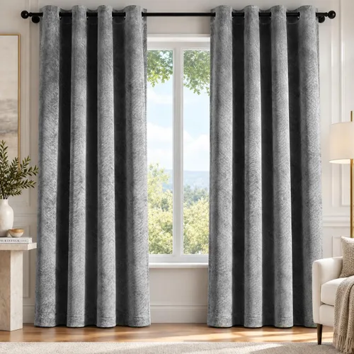 Vista 46 de Deconovo Cortinas opacas para puerta, bolsillo para cortinero y cortinas de bloqueo con aislamiento térmico para dormitorio, 137.16 x 189.2 cm, azul