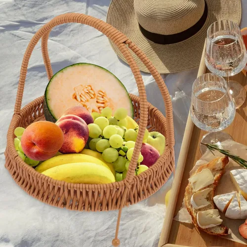 Vista 5 de Kichvoe Cesta de frutas para el hogar, bandeja para servir postres, portátil, soporte para cupcakes para el hogar, panadería, tienda elegante