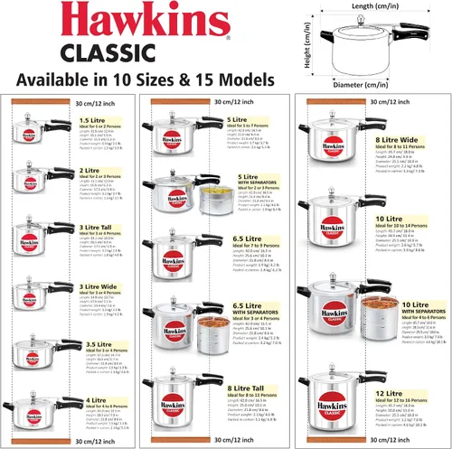 Vista 6 de Ollas de presión de aluminio Hawkins Classic, Plateado