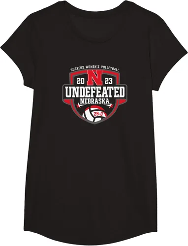 Vista 3 de Nebraska Cornhuskers Camiseta de voleibol invicto 2023 para mujer, Negro