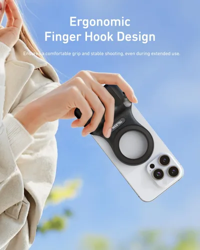 Vista 4 de TELESIN Fun Shot Agarre Magnético para Cámara de Teléfono + Kit Creador de Luz Magnética para Selfie C03 Compatible con iPhone Magsafe y Android