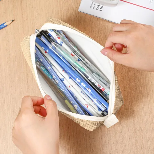 Vista 8 de Bolsa para Lápices Estuche para Bolígrafos, Organizador Pequeño de Pana Suave para Lápices con Cremallera, Lindo Estuche para Lápices Artículos
