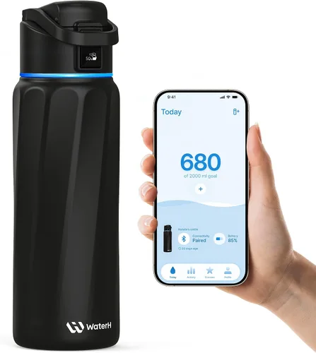 Vista 18 de BOOST - Botella de agua inteligente que te recuerda que debes beber, botella aislada al vacío de acero inoxidable sin BPA de 24 onzas, botella