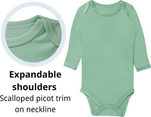 Vista 2 de GUISBY Body para bebé, body de manga larga de rayón para niños y niñas de 0 a 24 meses